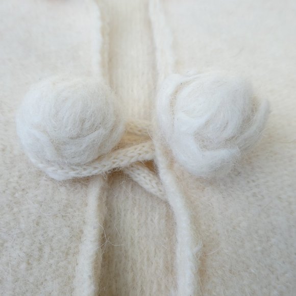 Icelandic Ivory Pure Vik WooL Cardigan Princess Seams Shawl Collar Single Button - Picture 3 of 6